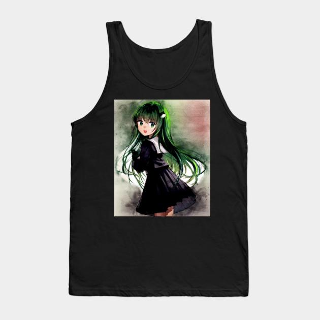 Kochiya Sanae Anime Watercolor Tank Top by Isamu Studio